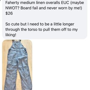 Faherty Women's Blue and White Linen Overalls